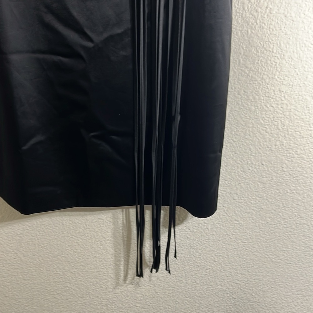 Banana Republic women’s  dress midi Sz M LBD SATIN FRINGE SHIFT - Picture 7 of 12